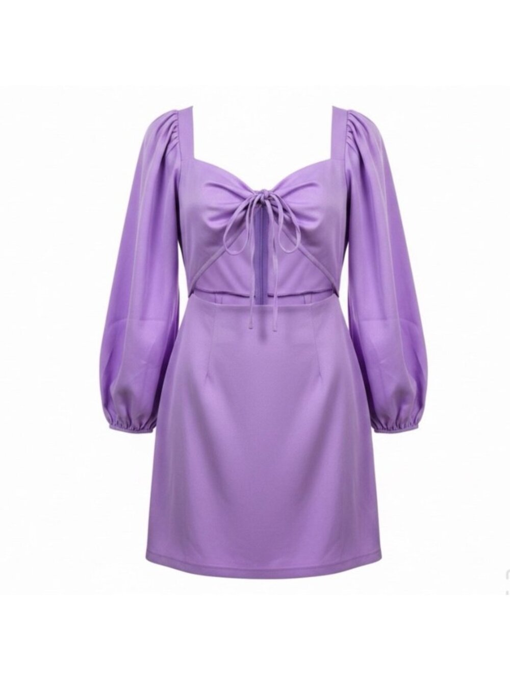 I Saw It First Womens Purple Dress Balloon Sleeves Tie-Front Size UK14 US10